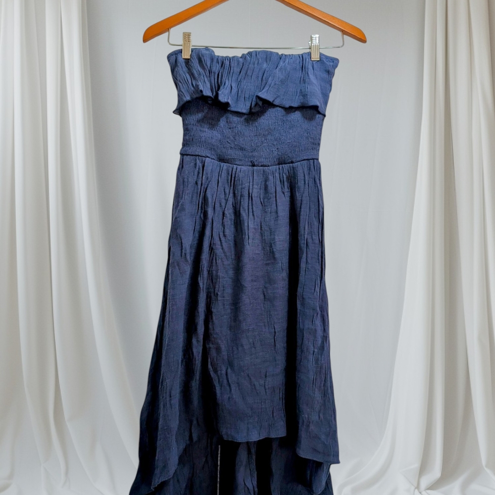 Elegant Blue Strapless Dress
